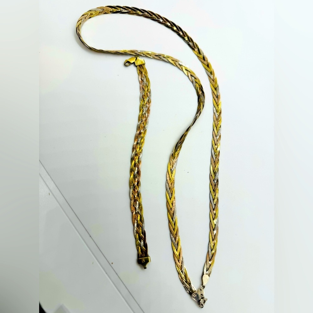 Vintage L’Orafo 925 Italy vermeil interwoven necklace & bracelet set​​